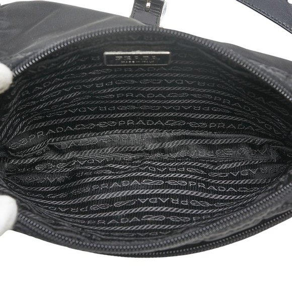 Prada Triangle Logo Nylon Leather Waist Body Bag Black - Picture 5 of 8
